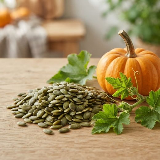 Semillas de calabaza peladas (pepitas), ingrediente tradicional mexicano asociado al bienestar digestivo